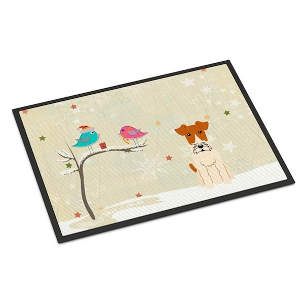 Carolines Treasures Christmas Presents Between Friends Wire Fox Terrier Indoor or Outdoor Mat, 24 x 0.25 x 36 in. BB2573JMAT - main